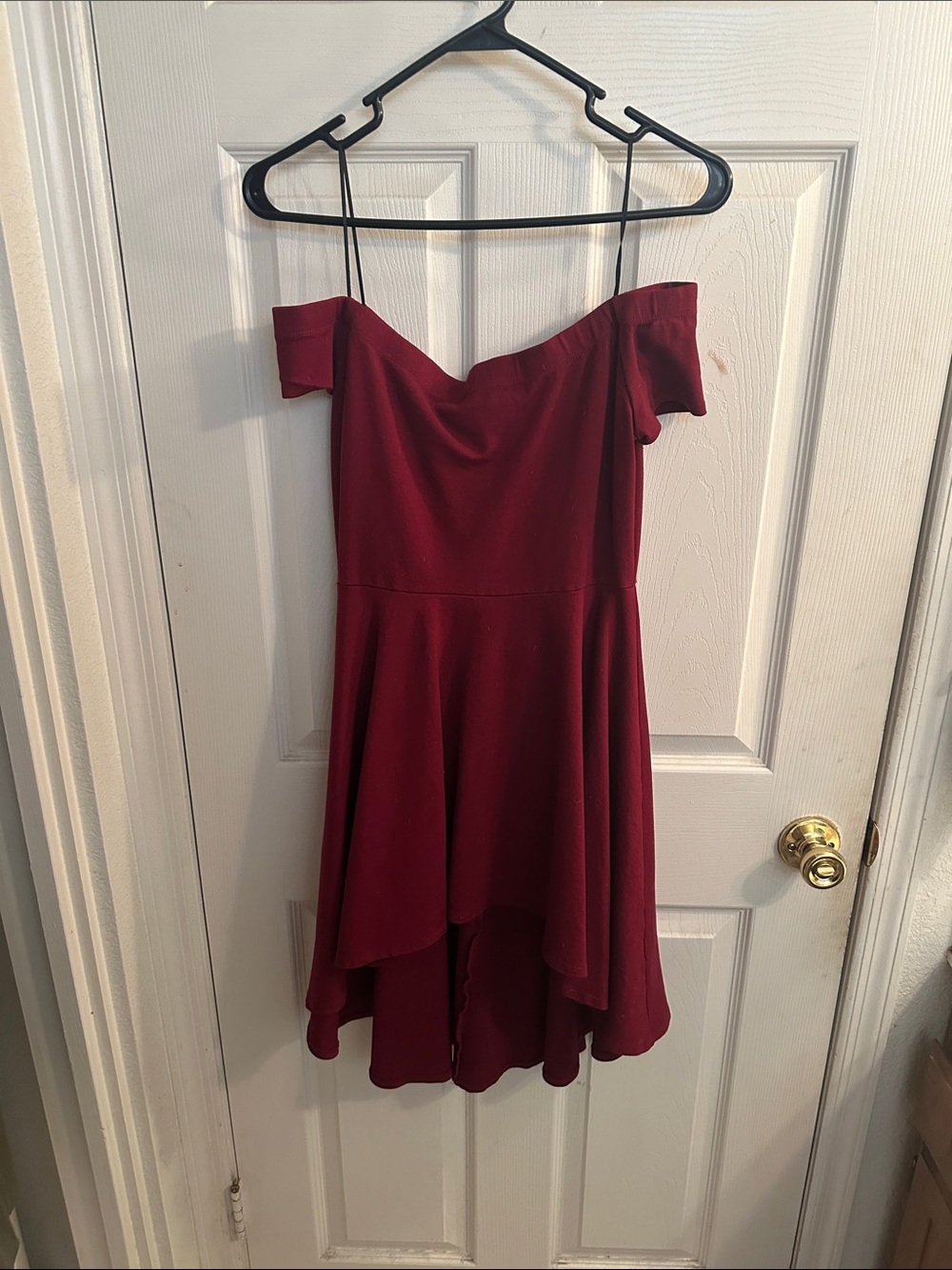 Windsor Off-Shoulder Burgundy High-Low Dress